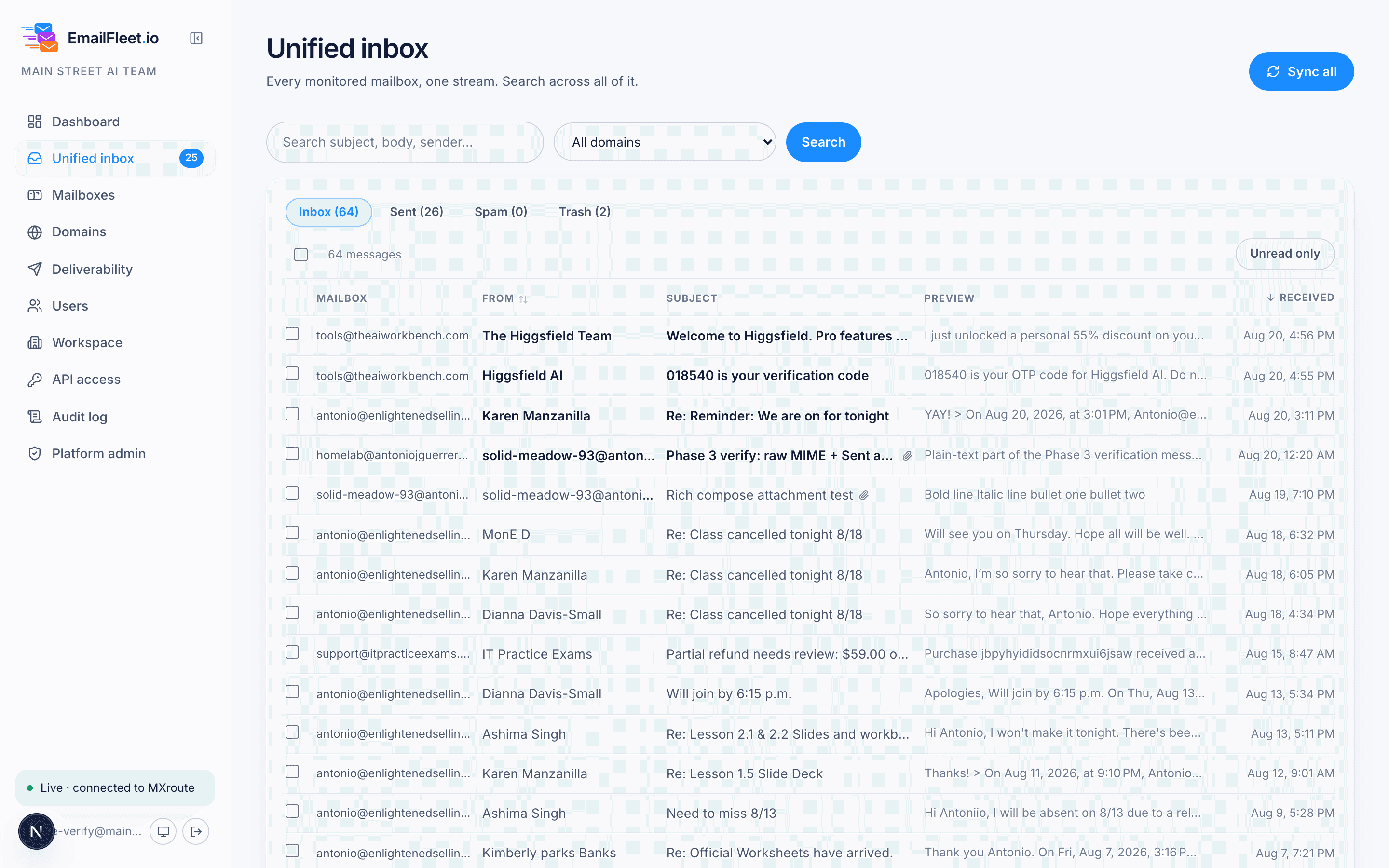 EmailFleet unified inbox